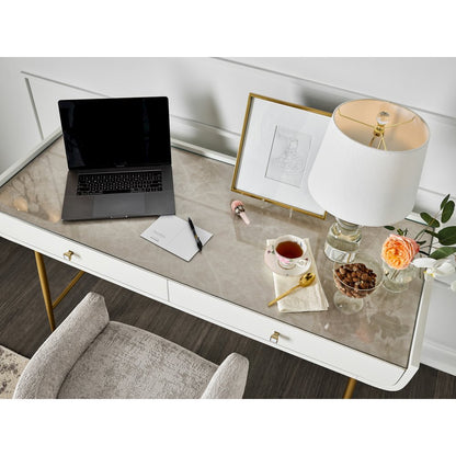 Allure Vanity Desk In White Lacquer Color