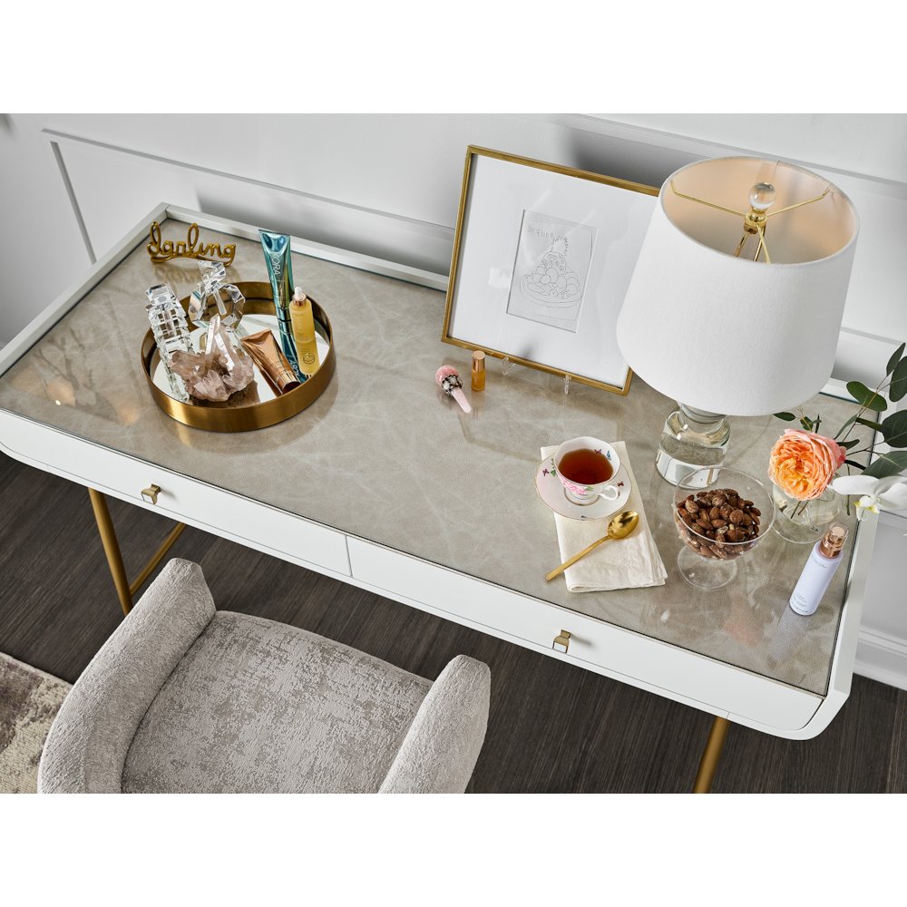 Allure Vanity Desk In White Lacquer Color