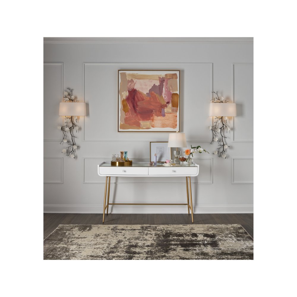 Allure Vanity Desk In White Lacquer Color