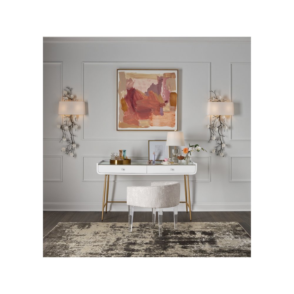 Allure Vanity Desk In White Lacquer Color