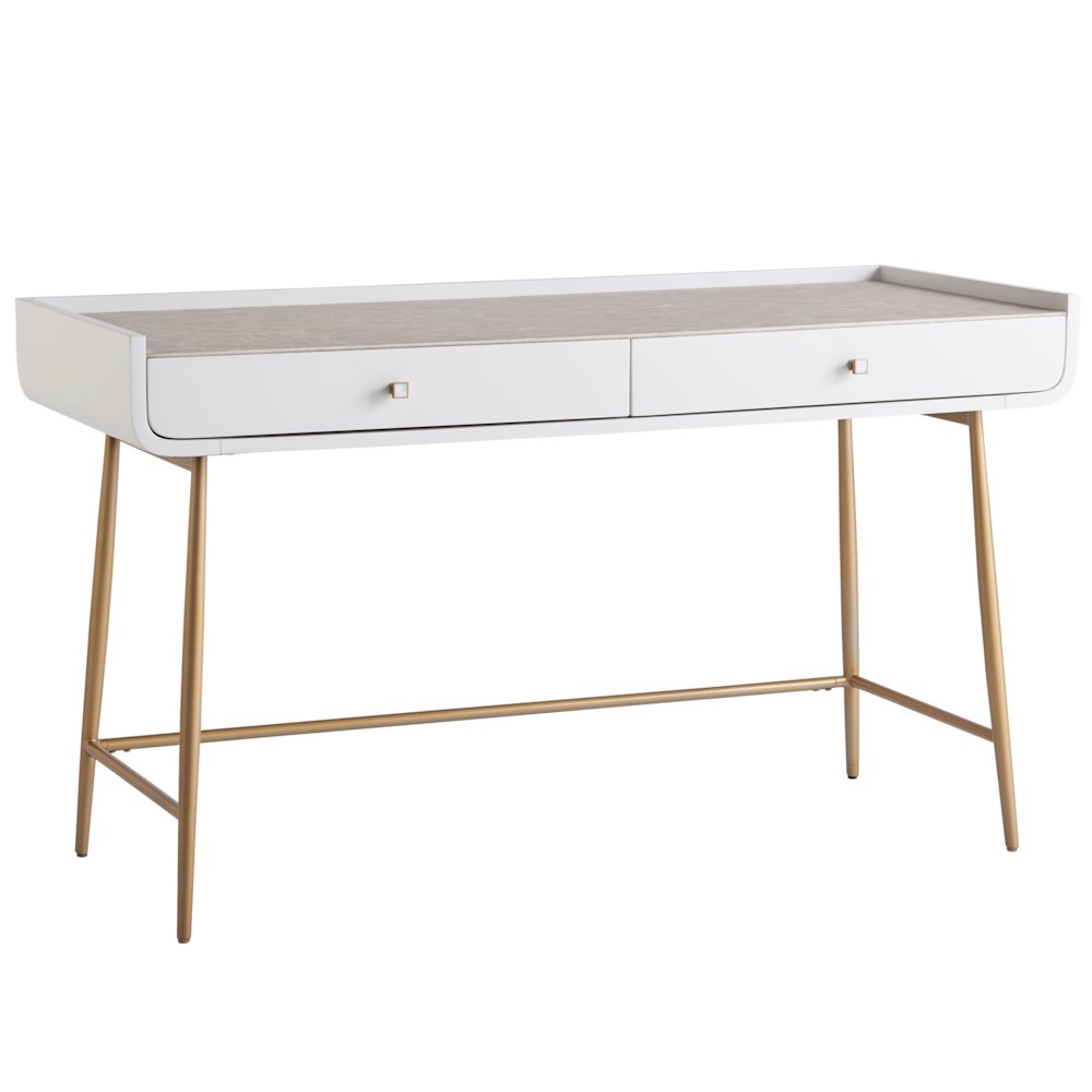 Allure Vanity Desk In White Lacquer Color