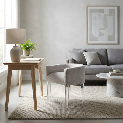 Rayon-Upholstered Vanity Chair with Acrylic Legs for Bedroom or Dressing Table