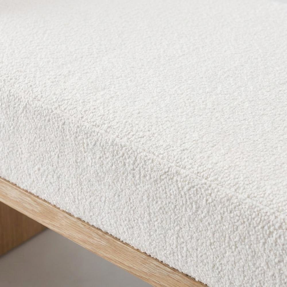Polyester-Upholstered Bed Bench with Oak-Finished Frame and Removable Bolsters