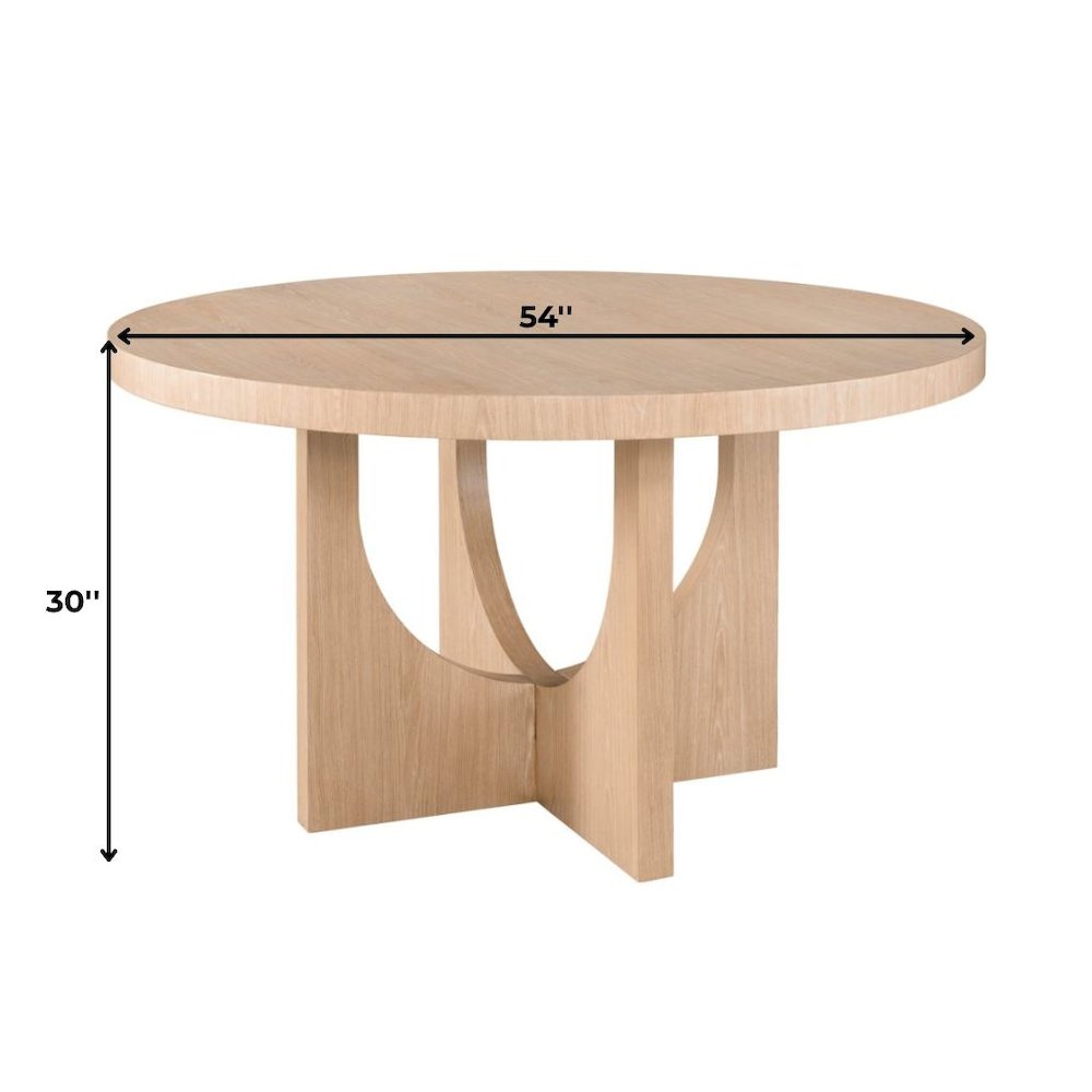 Round Oak Dining Table for 4 with Hand Finished Pedestal Base Design