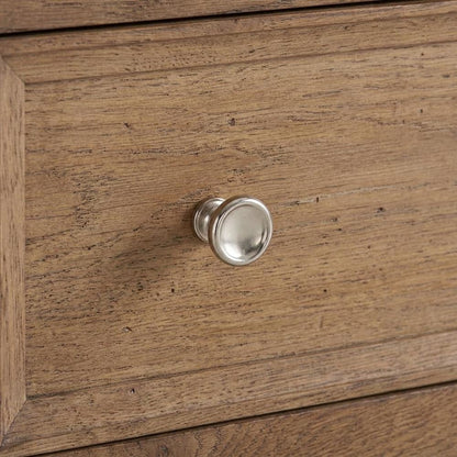 Hardwood Veneer Nightstand with Three Drawers and USB Outlets with Storage
