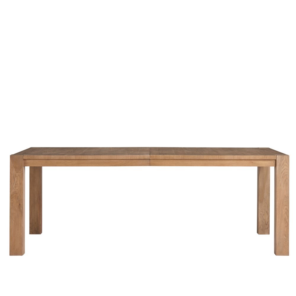 Beige Wood Dining Table with Two Leaves and Extendable to 120 Inches