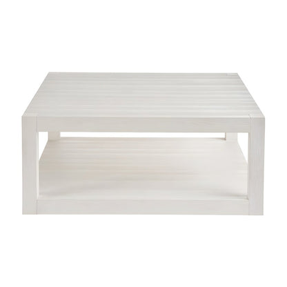 Square Cocktail Table with Open Shelf and Casters for Living Room