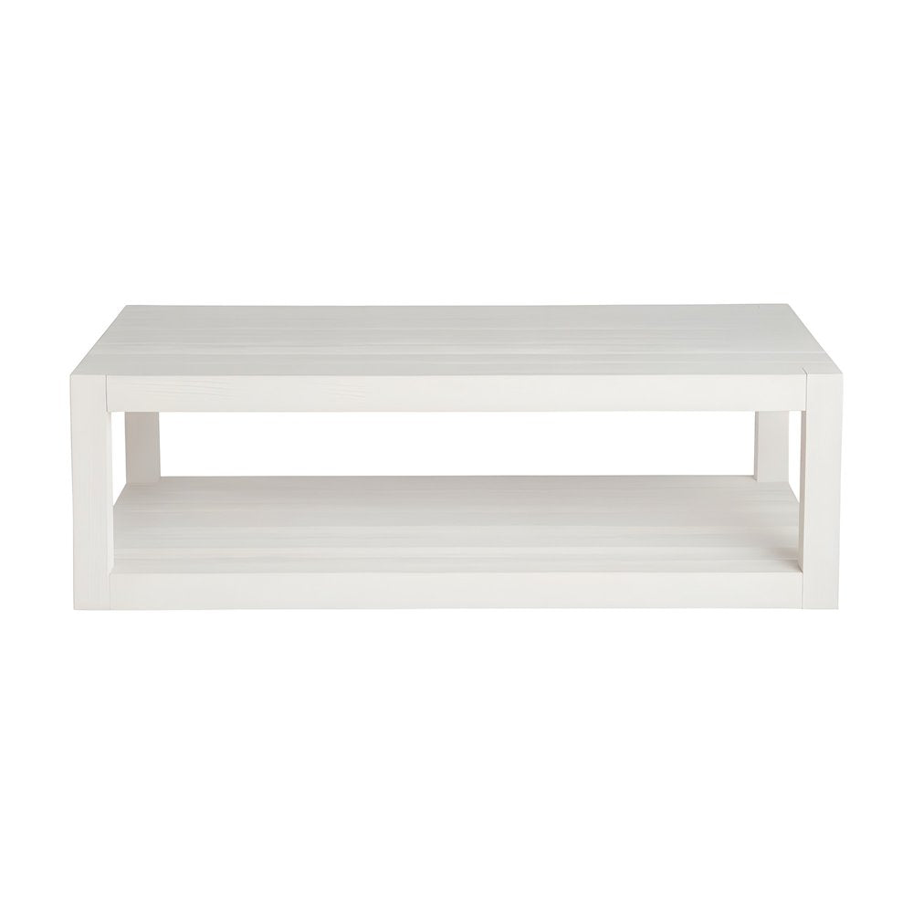 Hardwood Veneer Cocktail Table with Open Shelf and Casters