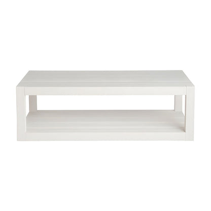 Hardwood Veneer Cocktail Table with Open Shelf and Casters