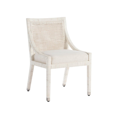 Longboat Dining Chair In White Rattan Color