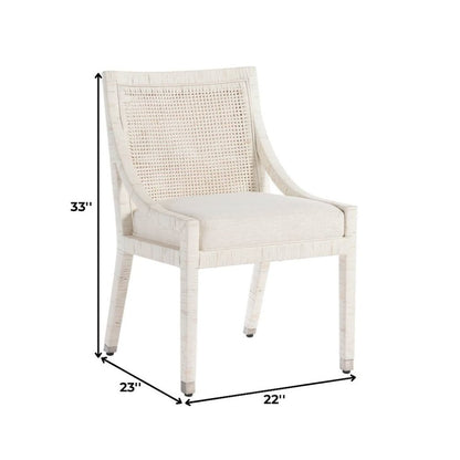 White Natural Rattan Dining Chair with Nomad Snow Fabric – Boho Seating Style