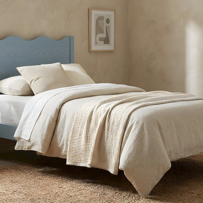 Engineered Wood Twin Headboard with Back Panel, Hand-Finished Coastal Style