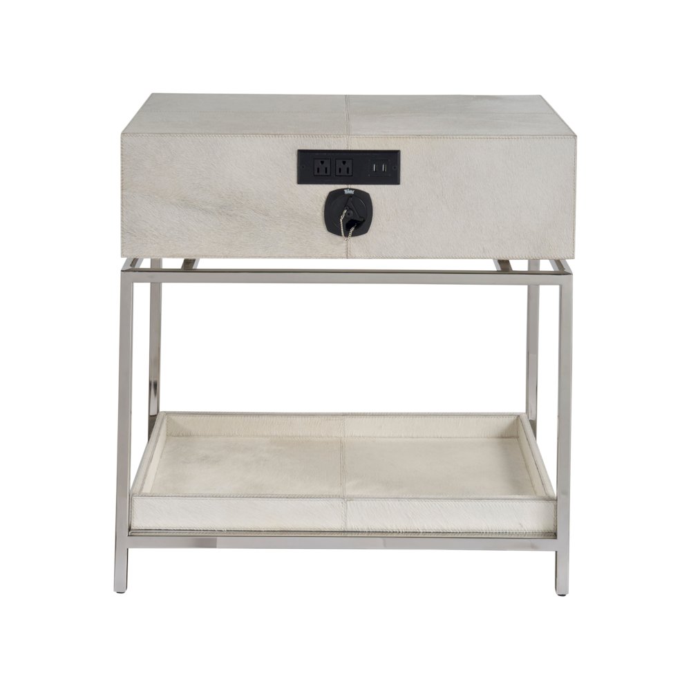 Lyra Nightstand In Polished Nickel Color