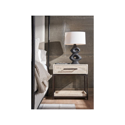Dove Nightstand In White Travertine Color