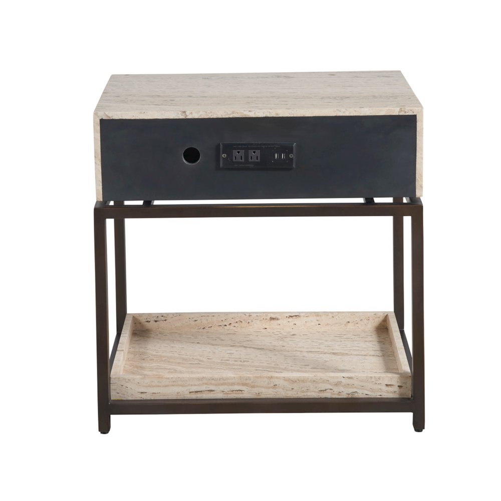 Dove Nightstand In White Travertine Color