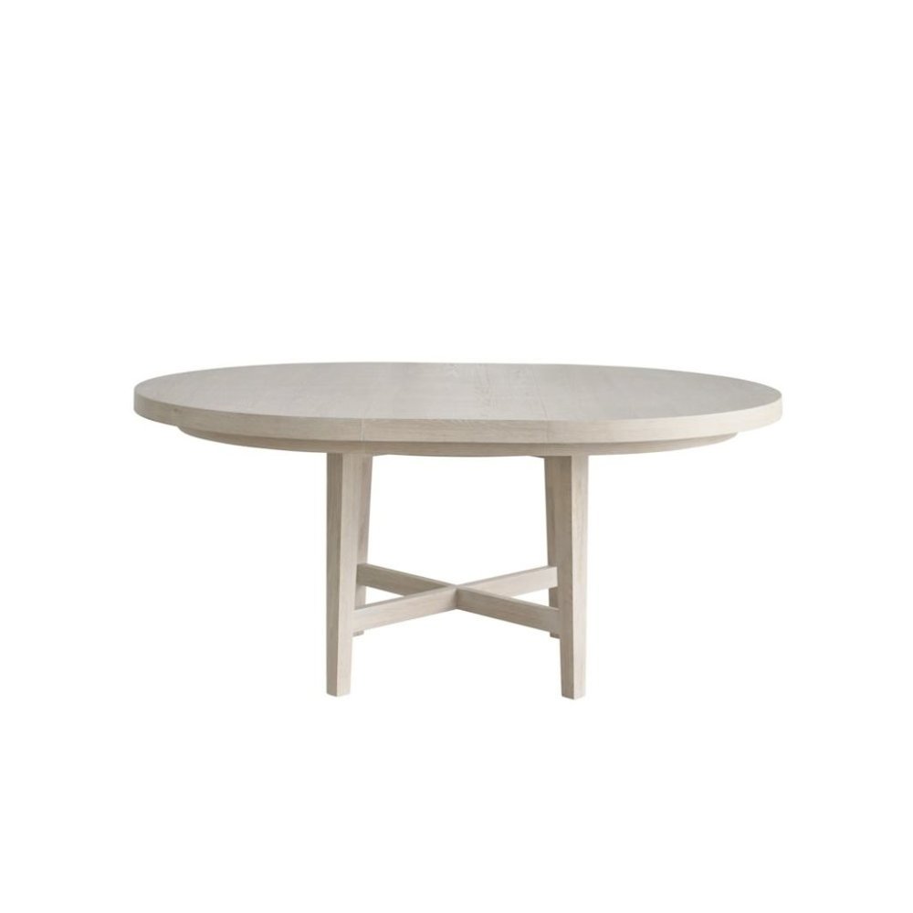 White Oak Round Extendable Dining Table with 18" Leaf and Premium Solid Oak