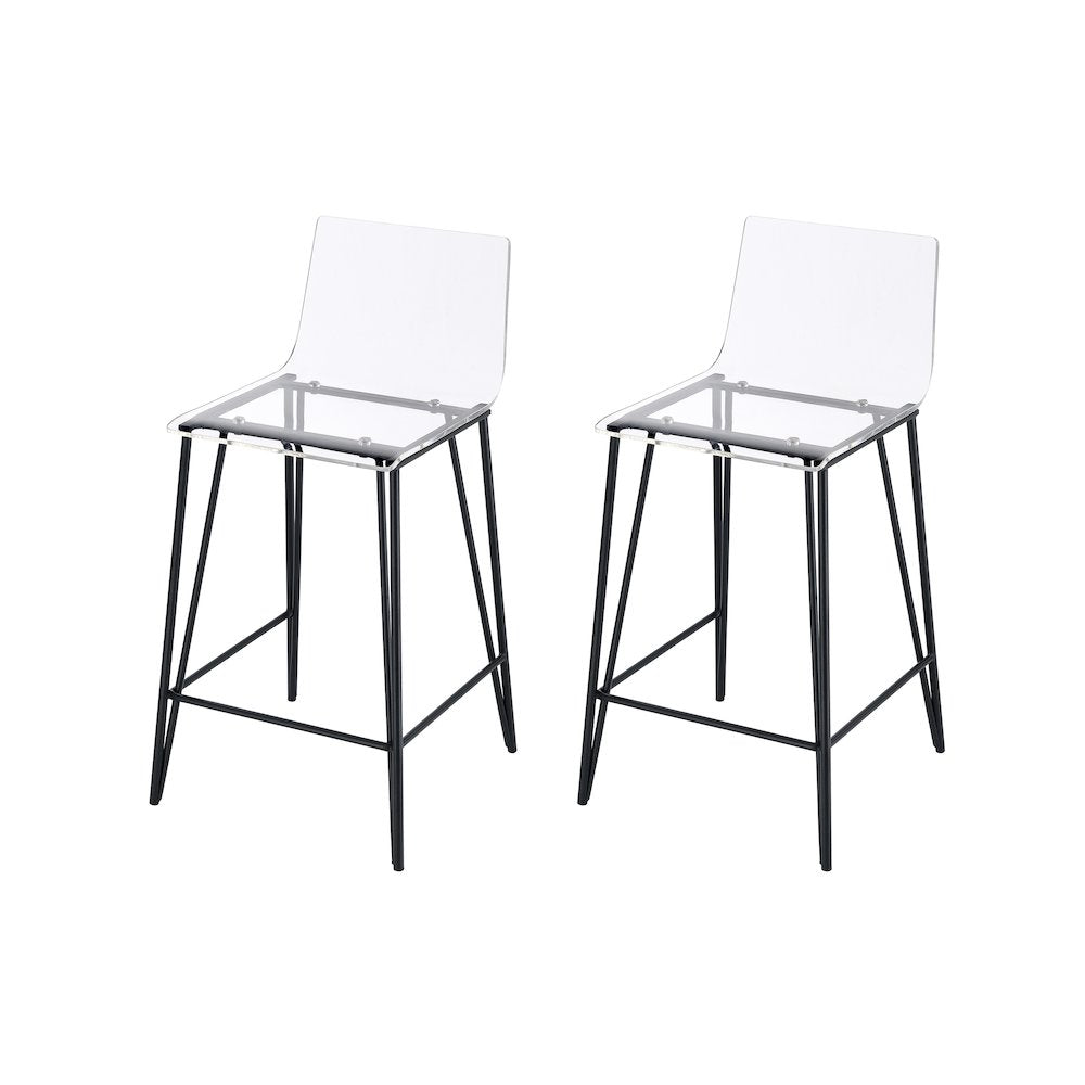 Clear Lucite Acrylic Tall Transparent Bar Stool Set of 2