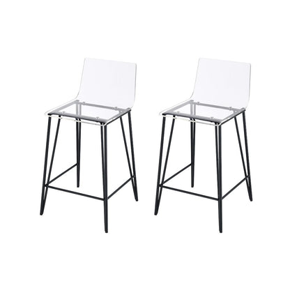 Clear Lucite Acrylic Tall Transparent Bar Stool Set of 2