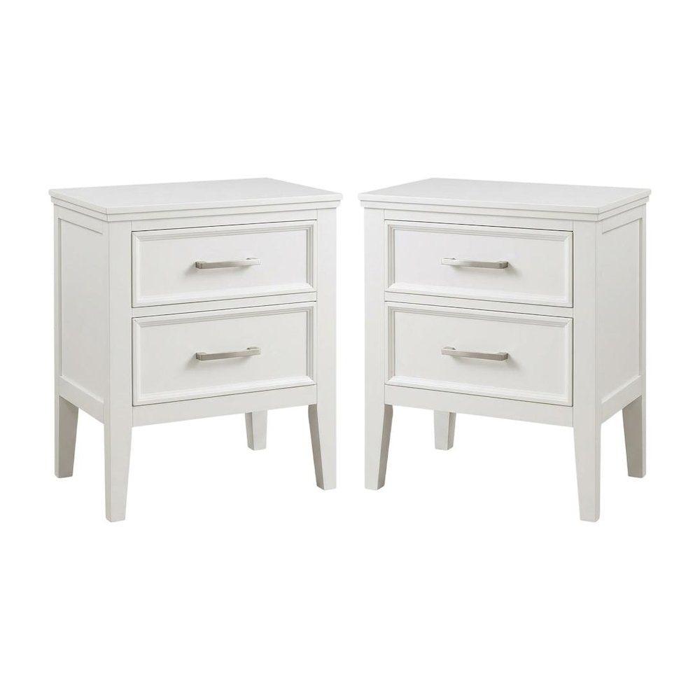 Andover Wood Nightstand in White (Set of 2)