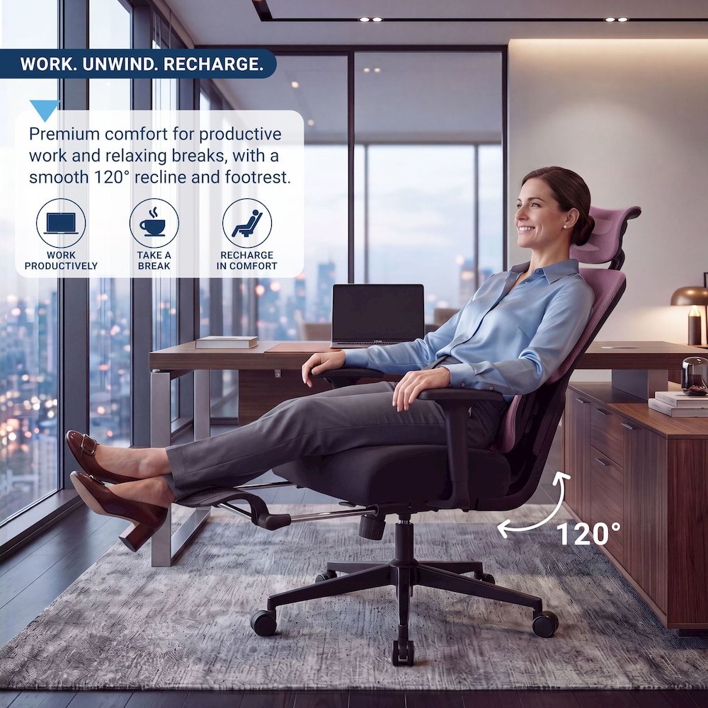 Office Chair with 9 Adjustable Points, Dual-Pad Lumbar Support, 3D Armrests