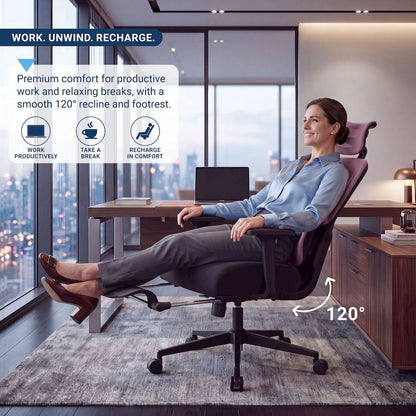 Office Chair with 9 Adjustable Points, Dual-Pad Lumbar Support, 3D Armrests