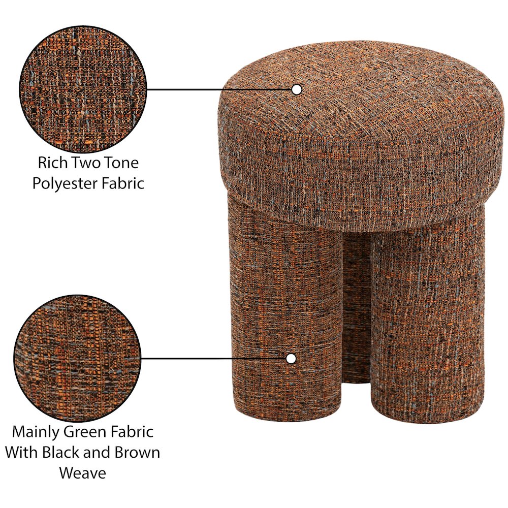 Larson Cognac Polyester Fabric Ottoman/Stool