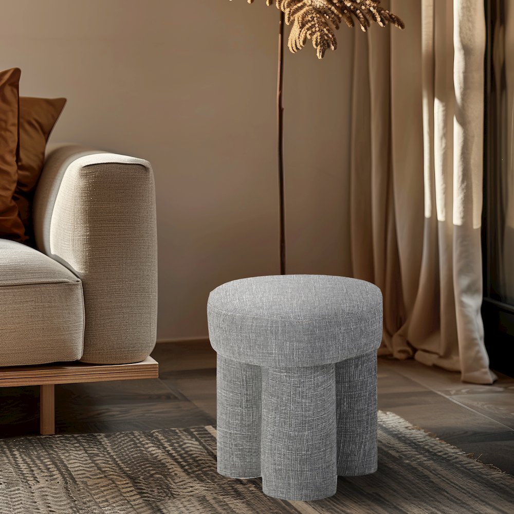 Larson Grey Polyester Fabric Ottoman/Stool