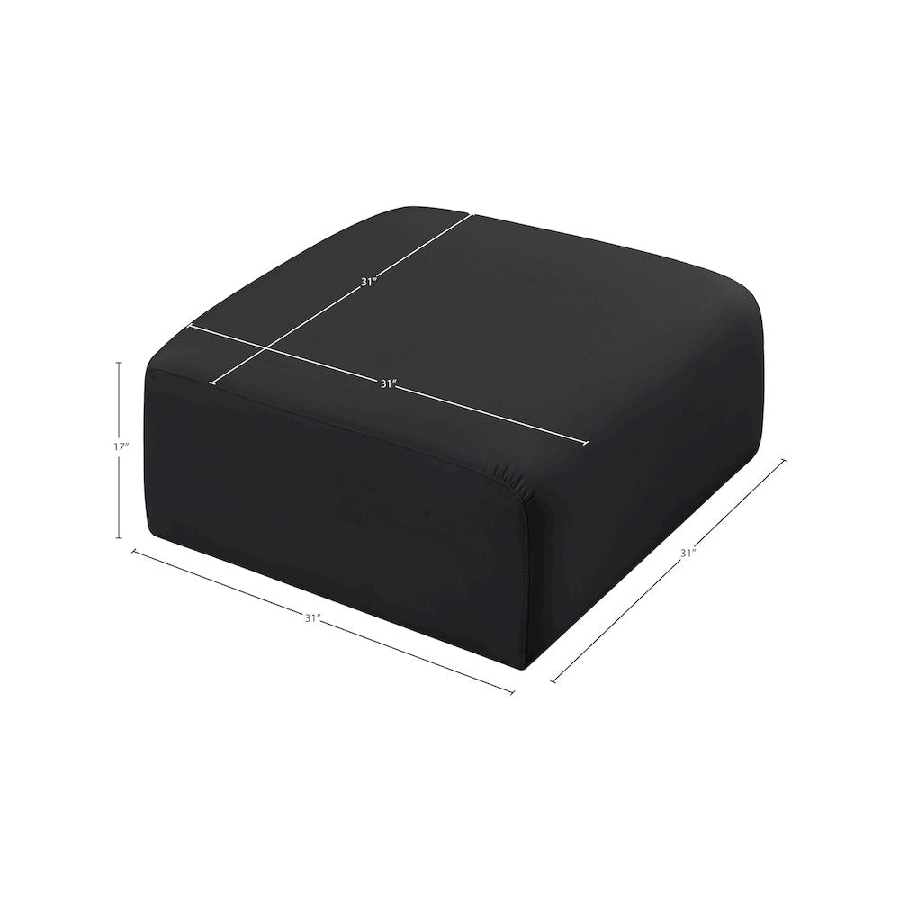 Arc Black Vegan Leather Ottoman