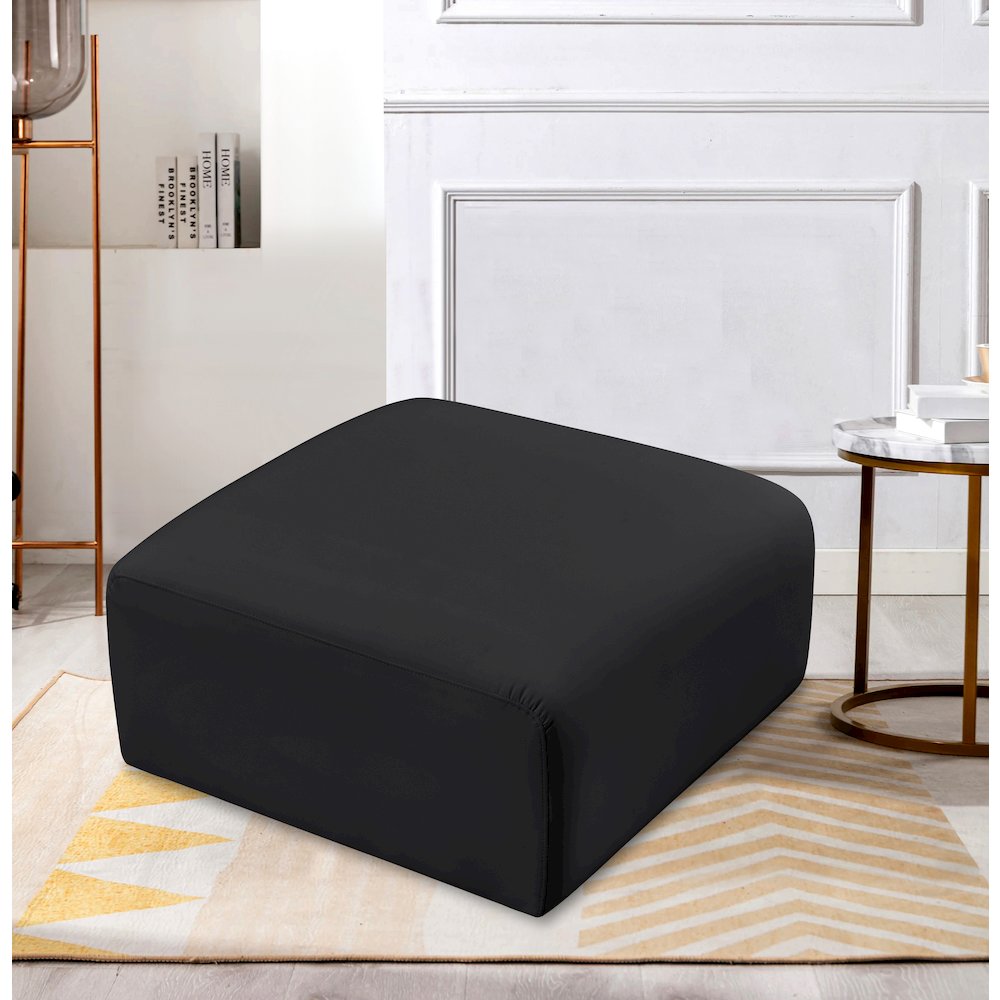 Arc Black Vegan Leather Ottoman