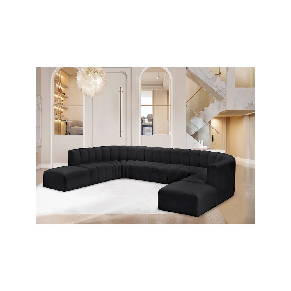 Arc Black Vegan Leather Modular Sofa