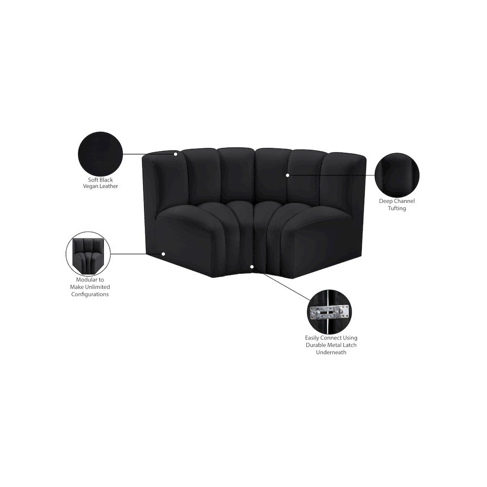 Arc Black Vegan Leather Modular Sofa