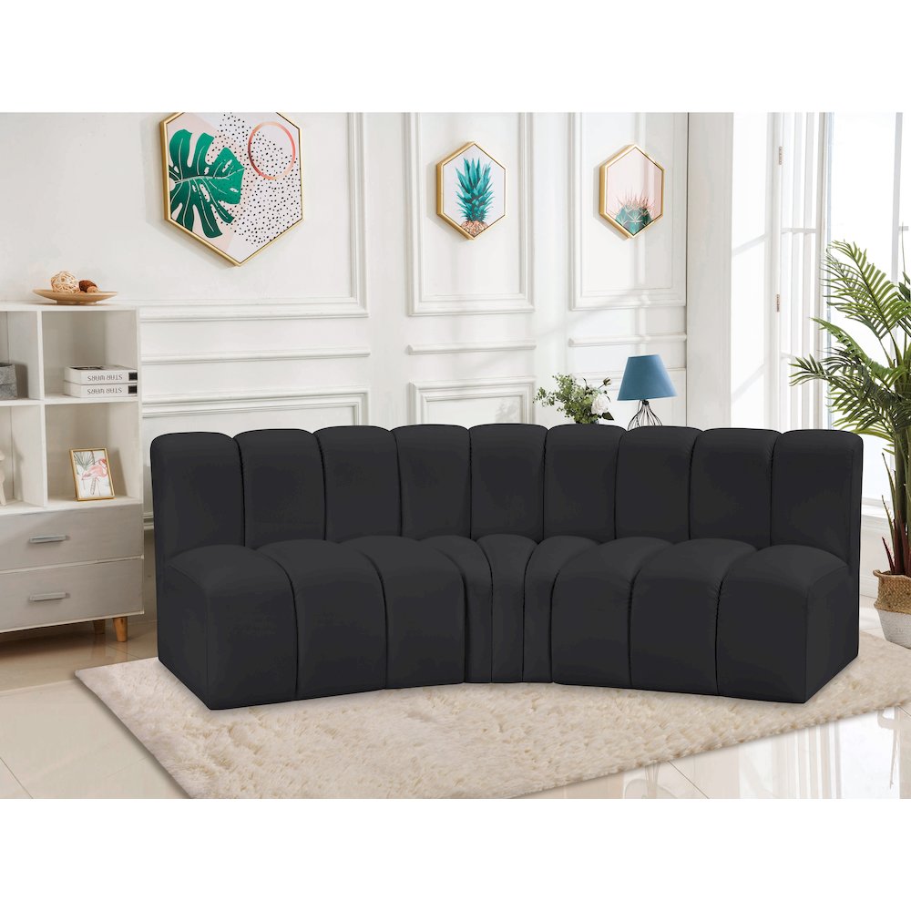 Arc Black Vegan Leather Modular Sofa