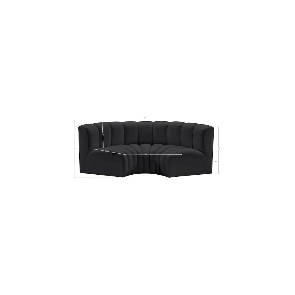 Arc Black Vegan Leather Modular Sofa
