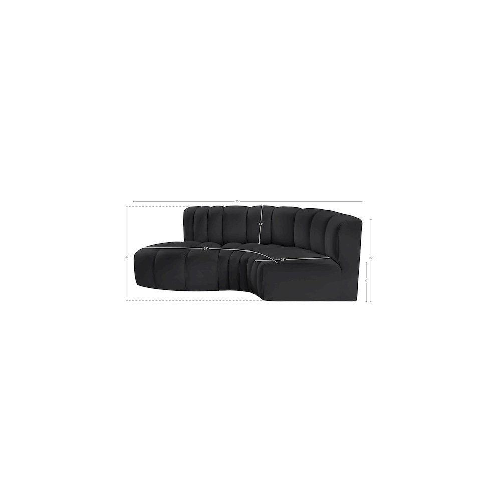 Arc Black Vegan Leather Modular Sofa
