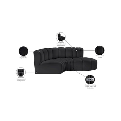 Arc Black Vegan Leather Modular Sofa