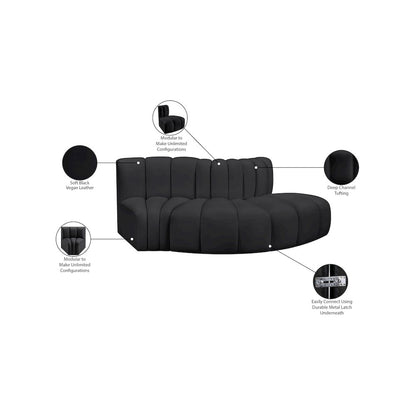 Arc Black Vegan Leather Modular Sofa