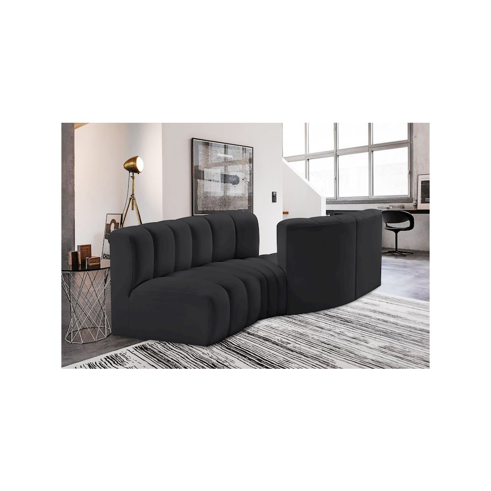 Arc Black Vegan Leather Modular Sofa