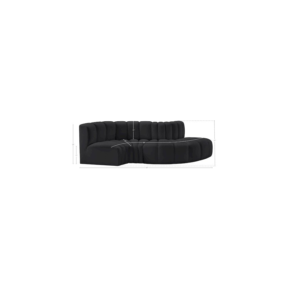 Arc Black Vegan Leather Modular Sofa