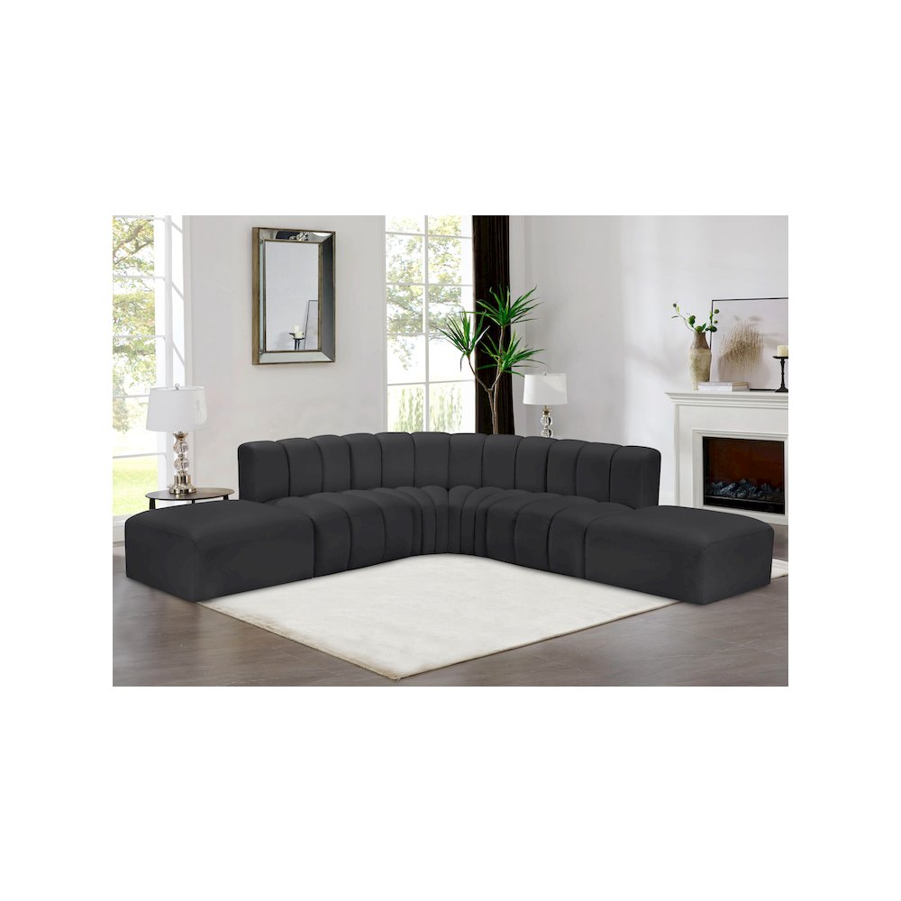 Arc Black Vegan Leather Modular Sofa