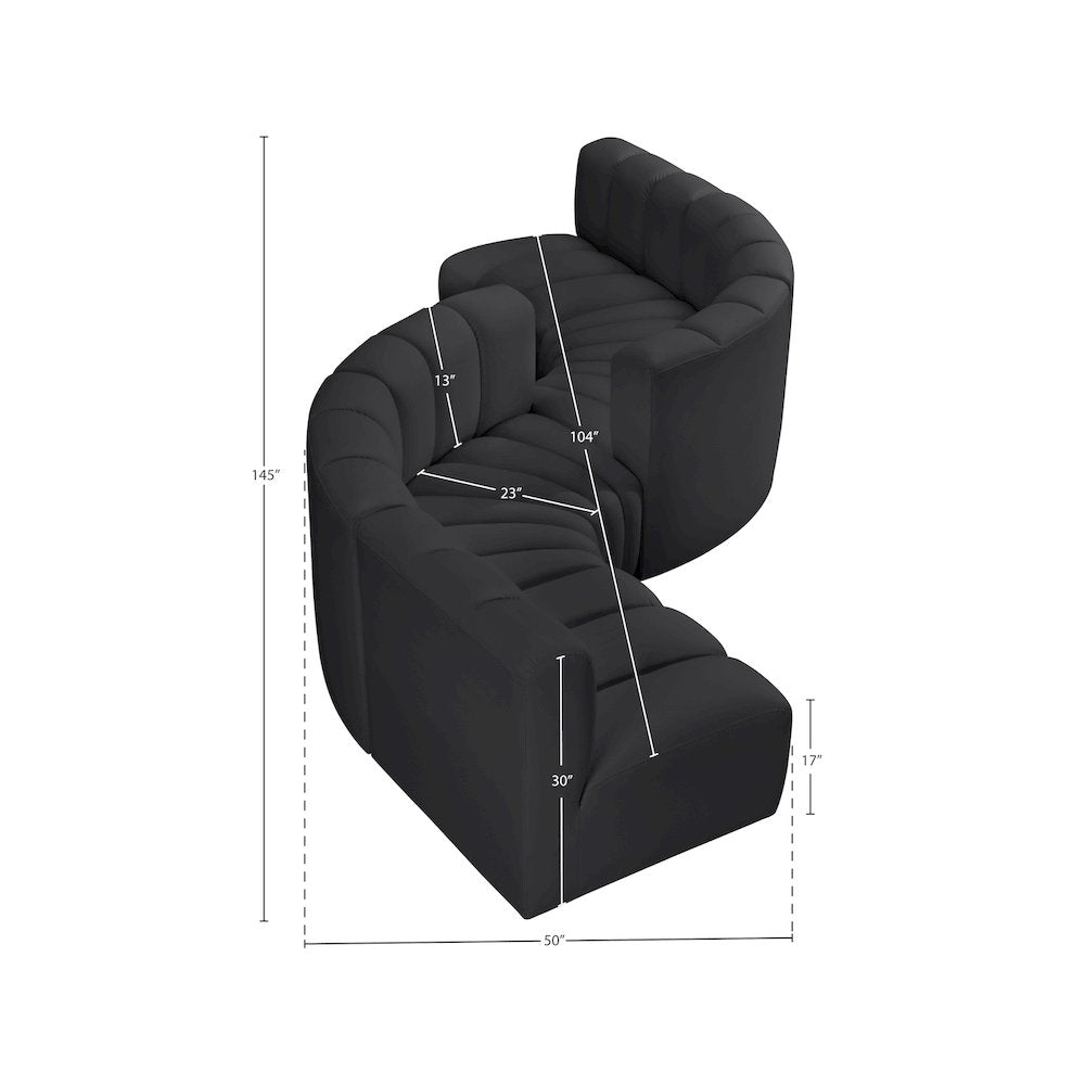 Arc Black Vegan Leather Modular Sofa
