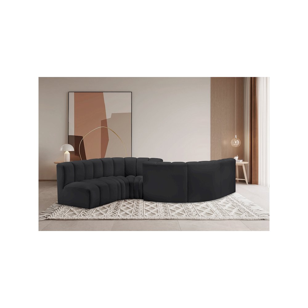 Arc Black Vegan Leather Modular Sofa