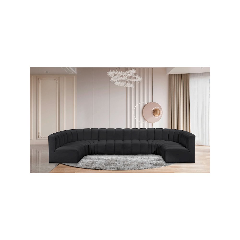 Arc Black Vegan Leather Modular Sofa