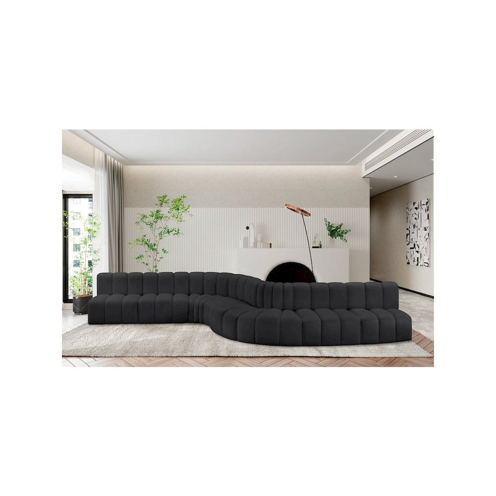 Arc Black Vegan Leather Modular Sofa
