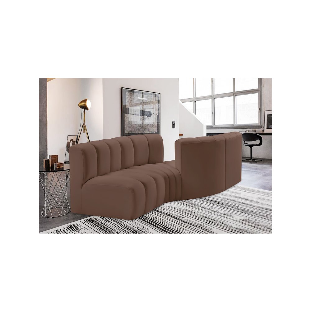 Arc Brown Vegan Leather Modular Sofa