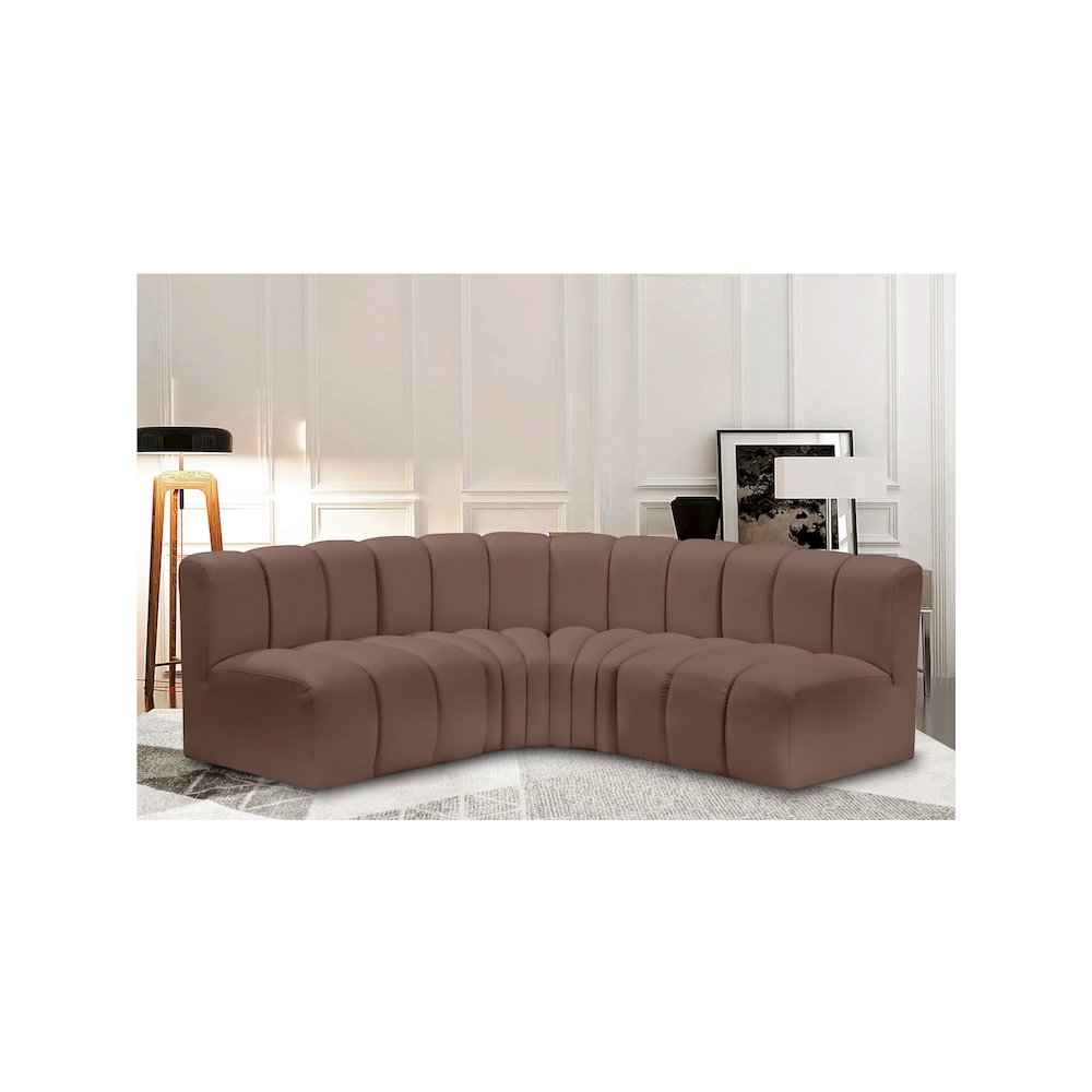 Arc Brown Vegan Leather Modular Sofa