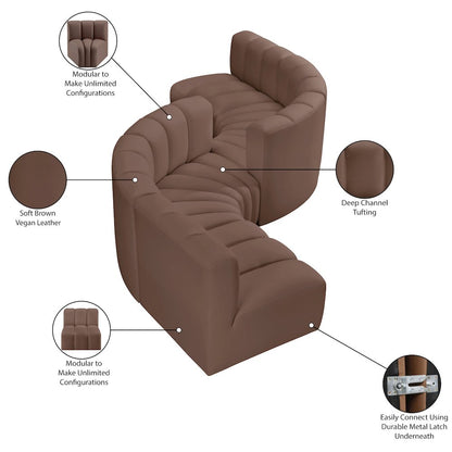 Arc Brown Vegan Leather Modular Sofa