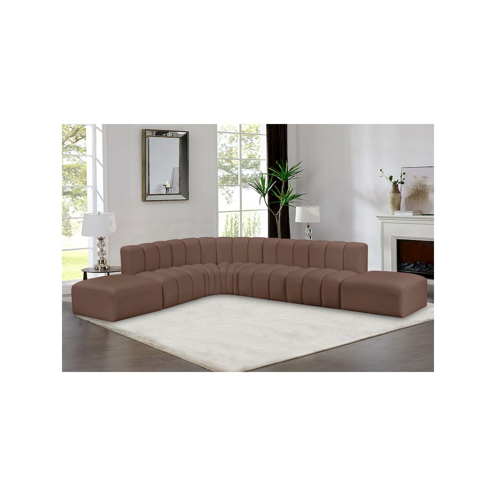 Arc Brown Vegan Leather Modular Sofa