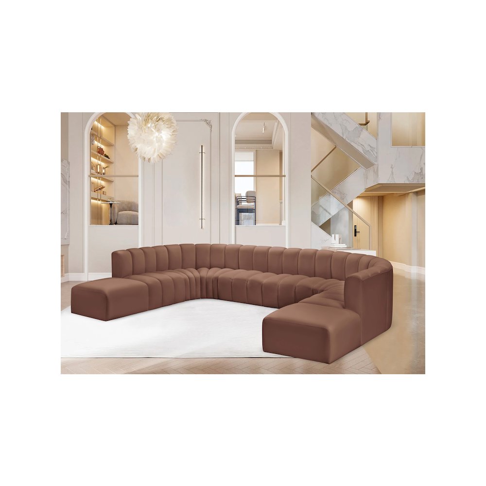 Arc Cognac Vegan Leather Modular Sofa