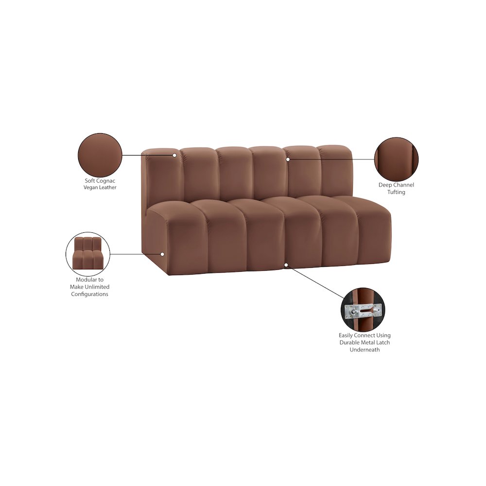 Arc Cognac Vegan Leather Modular Sofa