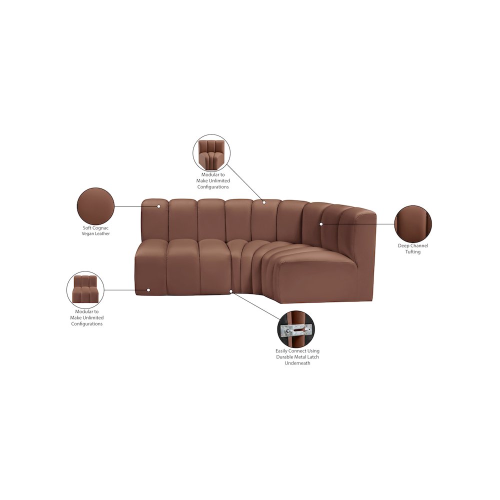 Arc Cognac Vegan Leather Modular Sofa